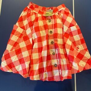 Joules Red and White Plaid Skirt with Buttons